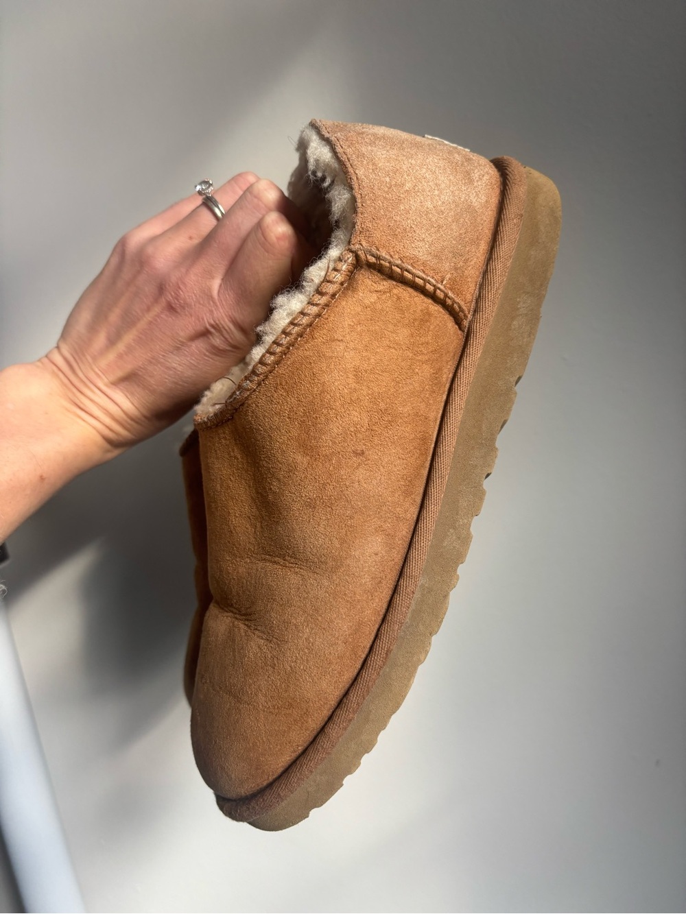 UGG Sherpa Shearling-Lined Slip-On Slipper Mule - Chestnut Boot Sz 9